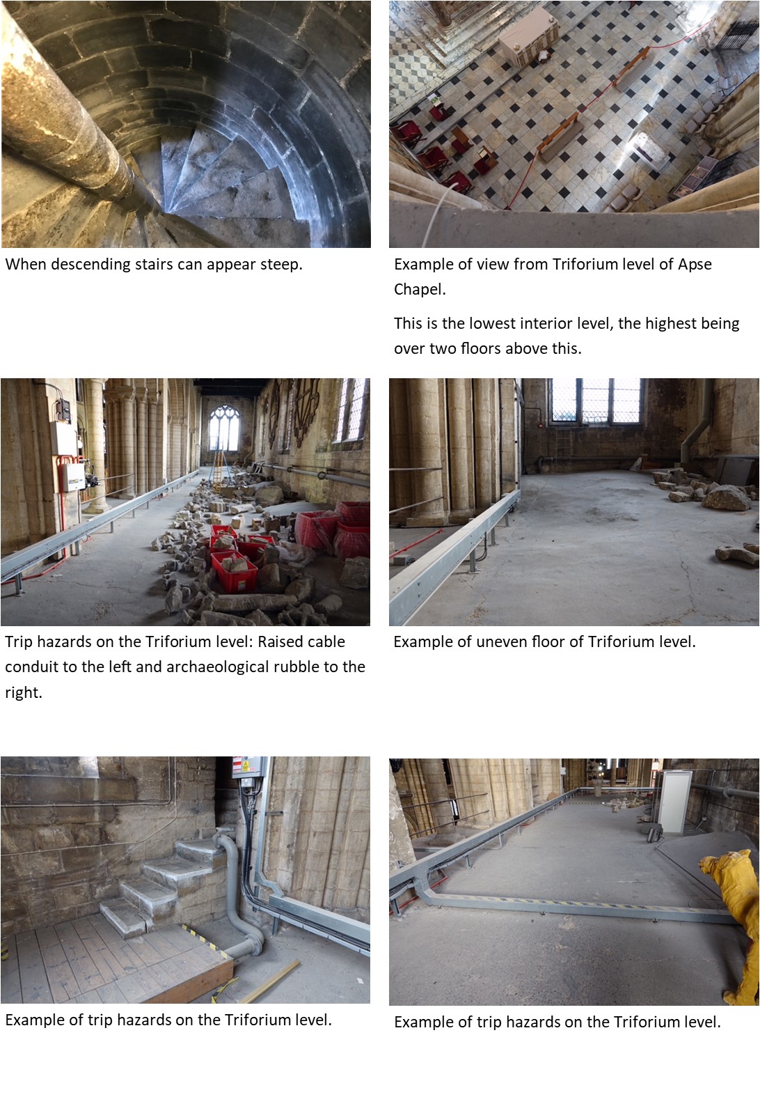 Photos showing the practical details of the Tower Tour